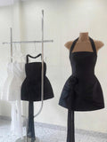 Modest A line Halter Little Black Dress Party Dresses Short Formal Homecoming Dresses Night Chic Elegant Cocktail Dresses 16th Birthday Outfits Hoco Dress HZ1121