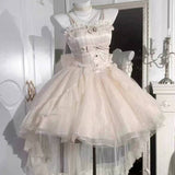 Goth Ball Gown Spaghetti Straps Tulle Short Mini Formal 8th Grade Homecoming Dresses Middle School Cocktail Dress Lolita Outfits HZ1121