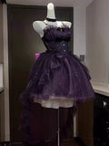 Cute Ball Gown Spaghetti Straps Grape Gotica Formal 8th Grade Homecoming Dresses Middle School Cocktail Dress Lolita Outfits Lolita Dress HZ1121