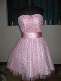 Princess Ball Gown Strapless Tulle Pink Formal Homecoming Dresses 8th Grad Dance Graduation Dress Short Hoco Dresses HZ1121