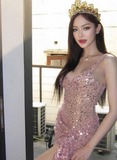 Unique Sheath Straps Sequin Lilac Formal Tight Homecoming Dresses 8th Grad Dance Graduation Dress Short Hoco Dresses HZ1121