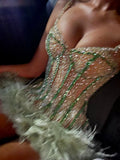 Pretty Sheath Straps Sequin Mint Green Short Formal 8th Grade Homecoming Dresses Summer Middle School Hoco Dress 6th Grade Graduation Outfits HZ1121