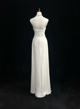 Vintage Wedding Dress 1970s A line Halter Chiffon White Long Wedding Dresses Bridal Gowns Elegant Brides Gown HZ1121