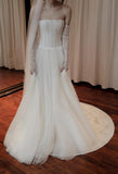 Timeless Strapless Ball Gown Tulle Wedding Dress Elegant Ivory Sleeveless Bridal Dress HZ1121