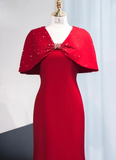 Elegant V neck Mermaid Mother of the Bride Dresses, Burgundy Evening Gowns HZ1121