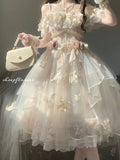 Vintage Ball Gown Off The Shoulder Lace Summer Long Holiday Dresses 16th Birthday Dress Lolita Dress Flowers Birthday Outfits HZ1121