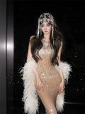 Elegant Mermaid Sweetheart Champagne Sleeveless Long Evening Party Gowns Evening Formal Dresses Prom Dress HZ1121