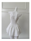 Pretty A Line Strapless Satin White Grad Dress Inspo Short Mini Formal 8th Grade Homecoming Dresses Middle School Hoco Court Dress Graduation Dress Cocktail Outfits HZ1121